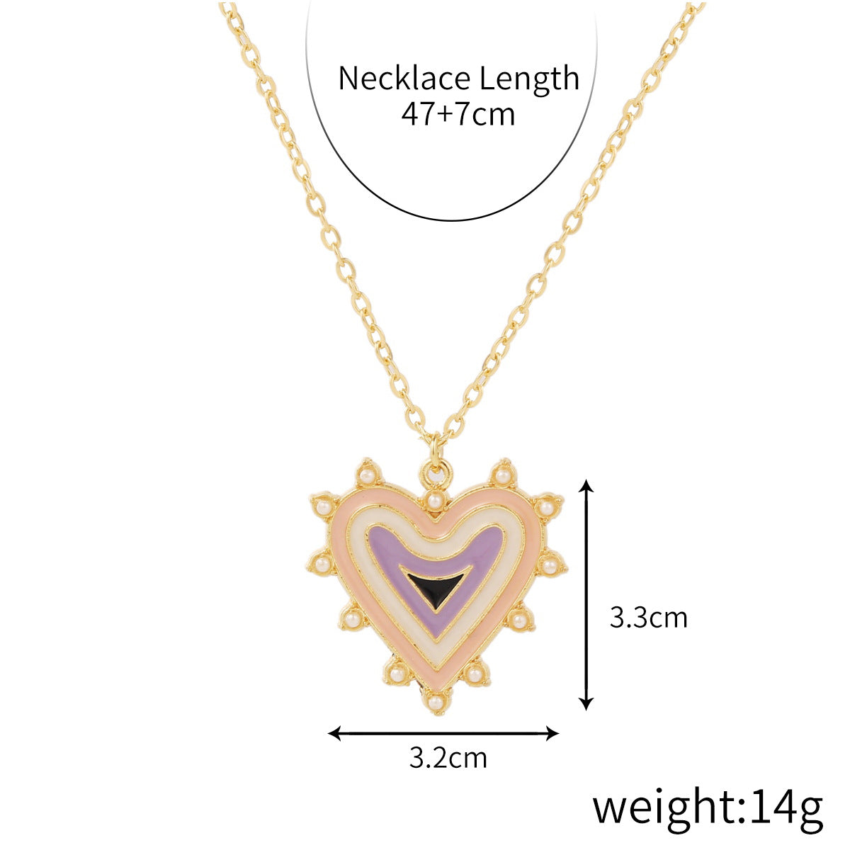 Wholesale Alloy Rainbow Heart Design Necklace